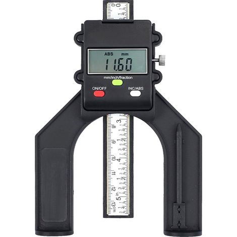 Profondimètre Numérique Jauge de Hauteur 80mm/3.14in avec Batterie Précision de 0.10mm/0.004in avec Fonction ABS/INC Mesure de Hauteur/Profondeur pour Menuiserie Bois Scie à Table
