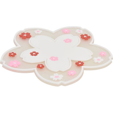 Lot de 6 dessous de verre blancs avec motif floral, isolants thermiques, antidérapants, protègent la table et les meubles contre la chaleur et les rayures. (1/5)