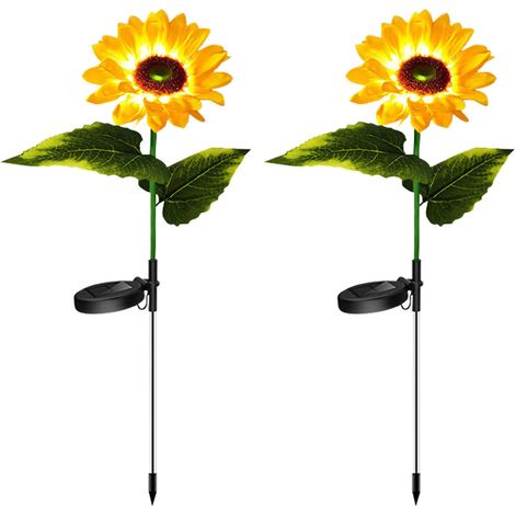 Lampe Solaire Tournesol LED - Panneau Polycristallin Haute Conversion - Éclairage Décoratif Jardin Cour Villa - Blanc Chaud - Lot De 1 (1/5)