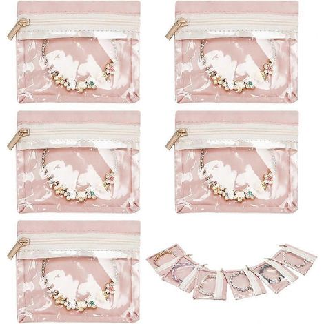Lot de 40 pochettes bijoux voyage velours transparent zippées, rangement collier‑boucle‑bague‑bracelet (1/5)