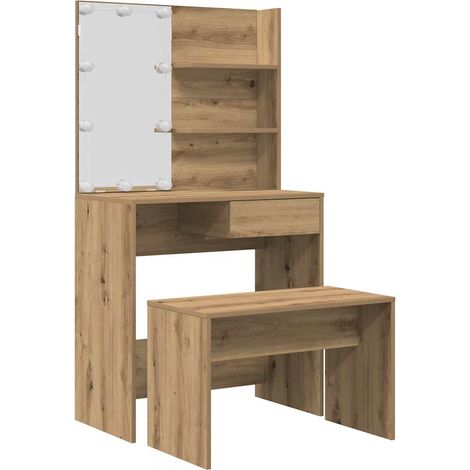 Juego de tocador con LED madera artesanal de roble vidaXL (1/5)