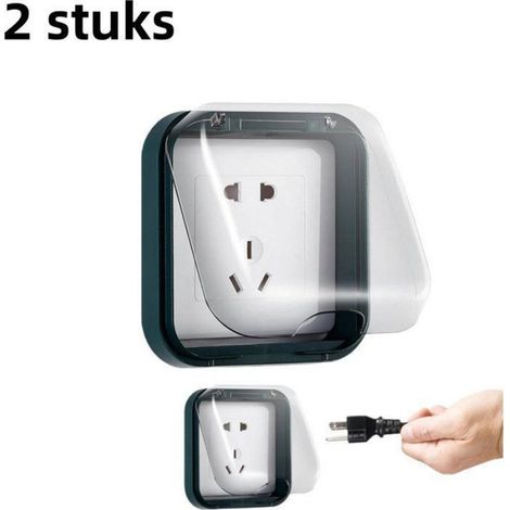 Prise étanche 2 pièces - autocollante - fixation murale - cache-interrupteur - boîtier de protection pour prises de salle de (1/5)