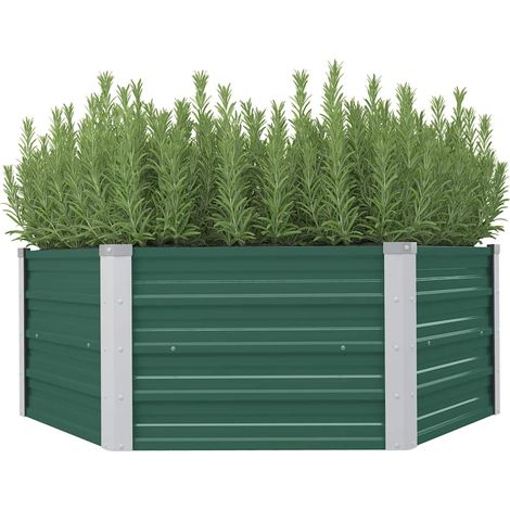 Arriate elevado de acero galvanizado verde 129x129x45 cm vidaXL