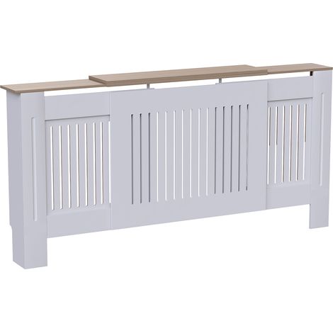 Arlington Radiator Cover MDF Modern Cabinet Slatted Grill, White, Adjustable