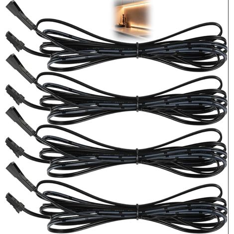 Rallonges Flexibles pour éclairage LED sous Armoire, Câble D’Extension Noir pour Lampes Basse Tension, Connexion pour Meubles Cuisine Et Placard (1/5)