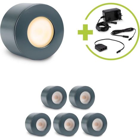 Aufbau/Einbaustrahler Mini Bergamo 3W 2700K IP44 - Farbe: anthrazit RAL 7016 - Anzahl: 6x (1/5)
