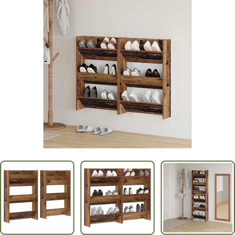 Schuhregal -  Schuhschrank 2 pcs Altholz 60 x 18 x 90 cm Holzwerkstoff (1/5)