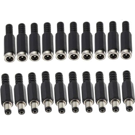 10 Pairs 5,5 mm x 2.1 mm Connecteurs Jack de Prise d'alimentation Mâle CC de Femelle Connecteur 5.5mm x 2.1mm Alimentation Fiche à Souder