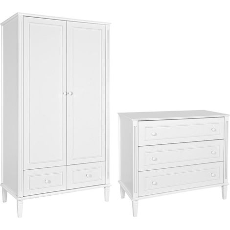 Commode 3 tiroirs et armoire 2 portes Novelies Bianka Blanc (1/5)