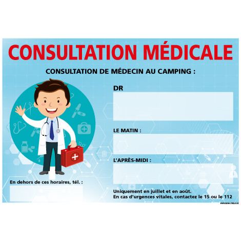 PANNEAU CONSULTATION MEDICALE (H0461-PERSO) - Adhésif - 105 x 75 mm