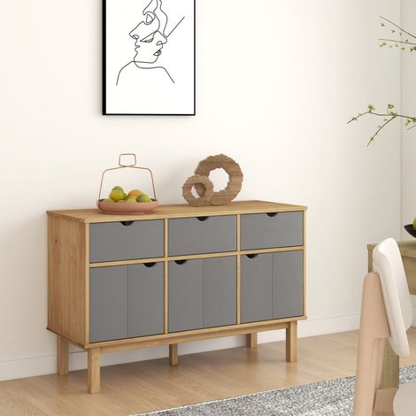 Sideboard OTTA Braun&Grau 114x43x73,5 cm Massivholz Kiefer