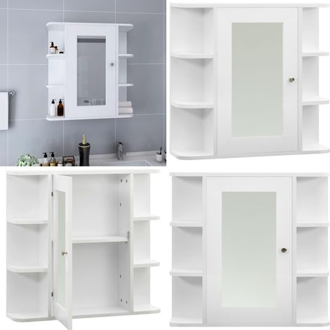 Armadietto a Specchio Bianco 66x17x63 cm in MDF - Armadio con specchio - Armadio in vetro