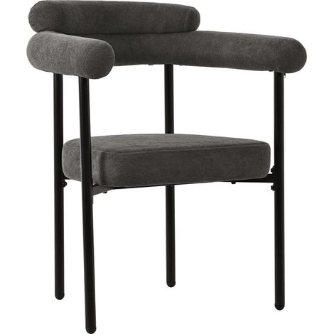 Pack de 4 sillas de comedor gris oscuro con tejido tipo ante y patas de hierro (1/5)