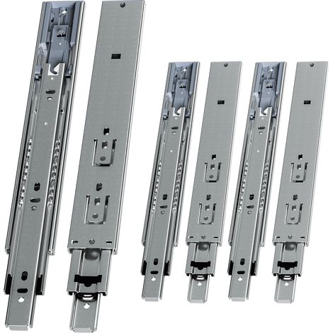 Randaco 3 Paar Schubladenschienen 300 mm Vollauszug, 3-teilig, Softclose mit Selbsteinzug, 45 kg Tragkraft, Schubladenauszug aus Stahl (1/5)