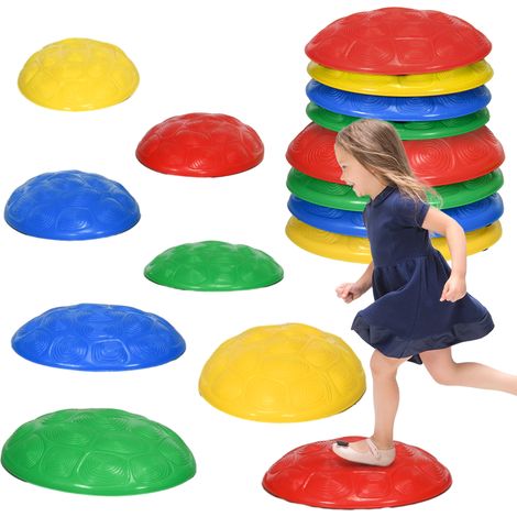 Conjunto de 8 Piezas Piedras de Equilibrio Apilables con Base Antideslizante para Entrenamiento de Equilibrio Multicolor (1/5)