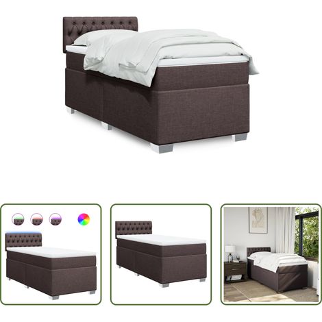 vidaXL Surmatelas - Sommier à lattes de lit avec matelas Marron foncé 90x200 cm (1/5)
