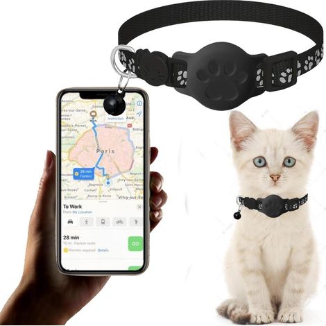 Collier GPS pour chat compatible avec Google (Android uniquement) - Localisateur de clés, de bagages et d'objets certifié Google - Étiquette de suivi intelligente (1/5)