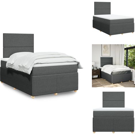 Sommier à lattes de lit avec matelas Gris foncé 120x200cm Tissu - Sommier À Lattes De Lit - Sommiers À Lattes De Lit - Lit - Meuble De Chambre À Coucher (1/5)