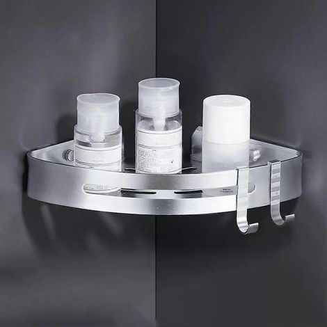 Duschablage aus Aluminiumlegierung, wandmontierte Aufbewahrung ohne Bohren für Badezimmer, stabile Eckhalterung für Zuhause (1/5)
