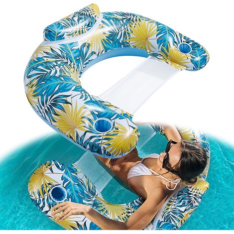 Materassino gonfiabile per piscina per adulti, materasso gonfiabile per piscina 4 in 1, amaca gonfiabile portatile, sedia gonfiabile per piscina, giocattoli manuali per piscina per feste in spiaggia (1/5)
