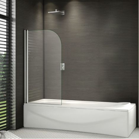 AICA 800x1500mm 180 angle Pivot Shower Bath Screen Over 6mm safety tempered glass (1/4)