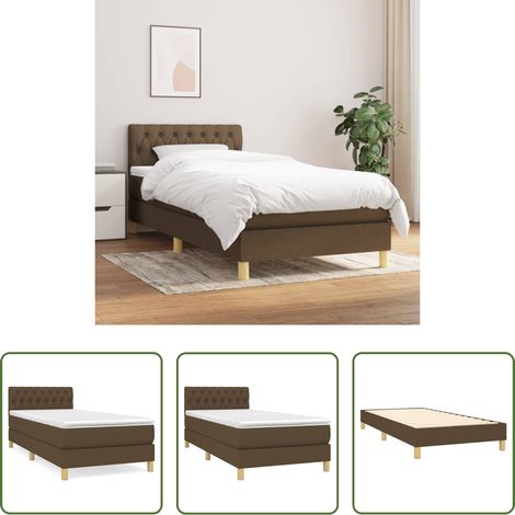 vidaXL Stoffbett - Boxspringbett mit Matratze Dunkelbraun 100x200 cm Stoff (1/5)