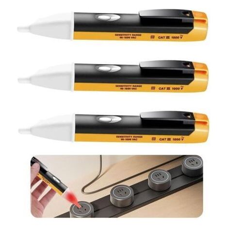 Ensemble de 3 détecteurs de tension sans contact, stylos de test électrique, sondes de puissance et détecteurs de rupture de fil