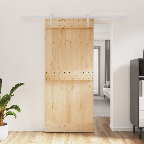 Puerta corredera con herrajes madera maciza de pino 90x210 cm vidaXL (1/5)