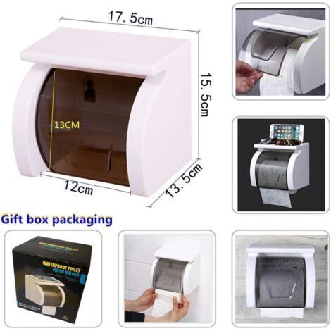 Porte-papier toilette adhésif puissant, sans perçage, accessoire de salle de bain, étanche et résistant à la poussière