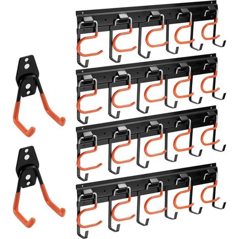 - Wandorganizer - Aufbewahrungsschiene - Modulares System für Werkzeug und Fahrräder - Rostbeständiger Kohlenstoffstahl - Garage und Garten - Schwarz - 17 x 5 cm (1/5)