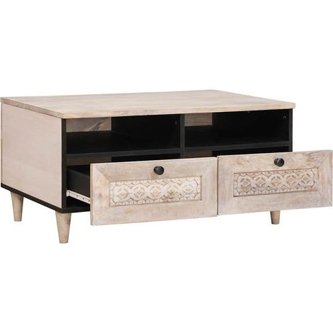 Maison Exclusive - Couchtisch Bleached White 80 x 54 x 40 cm Mass