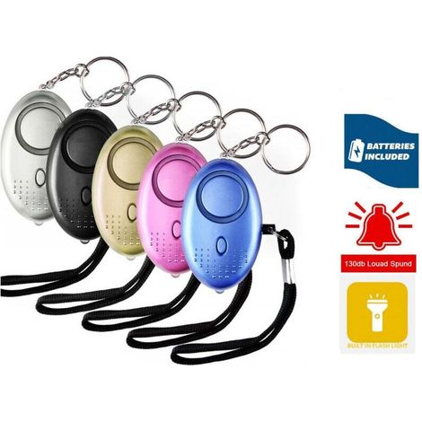 Alarme Personnelle, 5 Pièces 130DB Porte Cle Alarme d'urgence avec Torche Anti Agression avec Lumière LED for Femmes, Enfants, Personnes agées (1/4)
