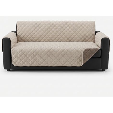 Funda cubresofá impermeable antimanchas reversible 111 cm Elisse - Beige (1/3)
