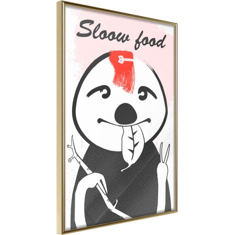 Affiche Murale Encadrée "Sloth's Favourite Food " 30 x 42 cm Or