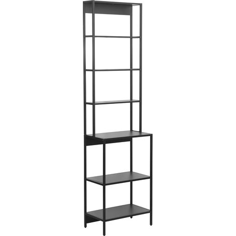 Étagère Haute Noir Étagère sur Pied avec 6 Compartiments Ouverts 51 x 190 x 30 cm Offre Beaucoup d'espace de Rangement (1/5)