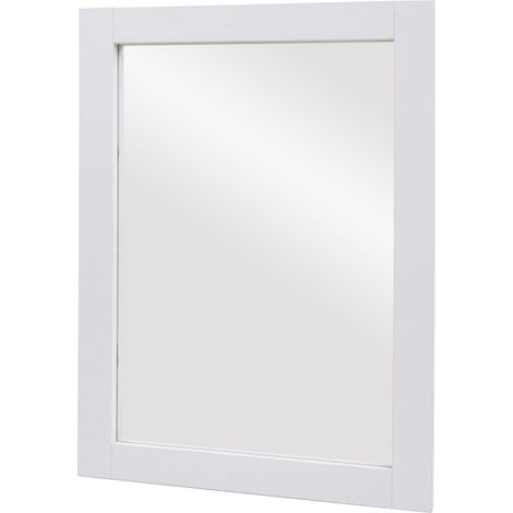 [NUNCA USADO] Espejo de pared HHG-631, espejo de baño muebles de baño, certificado MVG 72x52cm, blanco (1/5)