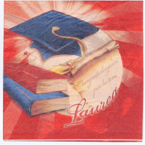 TRADE SHOP - Set 36 Pezziusa E Getta Tovaglioli Di Carta Feste Laurea Rosso 33x33cm Addobbi -