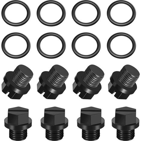 8 Pièces Bouchon de Vidange pour Piscine Pièces de Pompe Vidange Piscine Bouchon de Vidangei avec Joints, Noir (1/5)