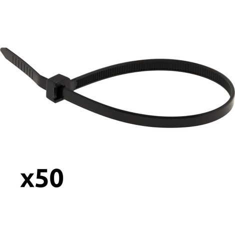 Zenitech – Lot de 50 colliers réutilisables 7,6x250mm – Plastique noir durable – Gâchette de desserrage intégrée pour ajustement rapide (1/2)
