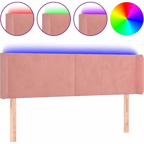 Maison Exclusive - Cabecero con LED de terciopelo rosa 147x16x78/ (1/5)