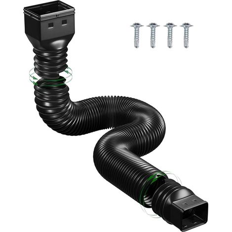 Extensión flexible para canaleta, kit de extensión para bajante, extremo cuadrado, negro (150 cm) (1/5)