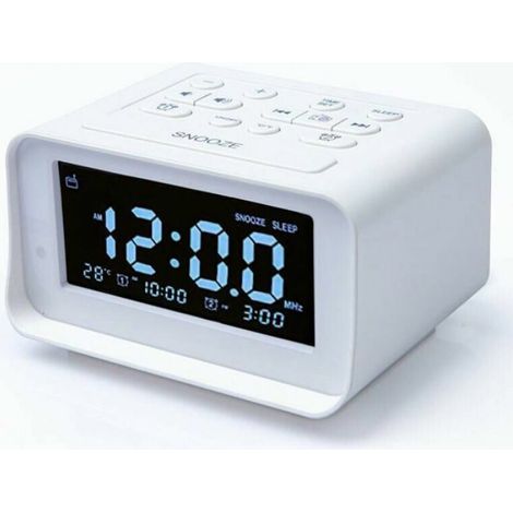 Radio-rveil numrique avec double chargeur USB rglage du volume et luminosit couleur blanche MOUSTIQUAIRE DE LIT (1/5)