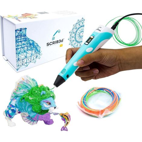 3D-Stift – LCD-Display – Stufenlose Geschwindigkeitsregelung – Einstellbare Temperatur (160–235 °C) – Für PLA- und ABS-Filament – Komplettset mit 3 Filamentfarben – 1 Stück (1/5)