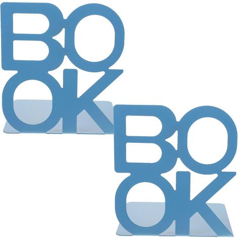 Lot de 2 serre-livres en forme de lettre, supports de livres décoratifs, organisateurs de livres, serre-livres pour classeurs, porte-livres-14x13x12.5cm-Blue (1/3)