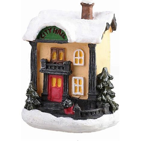 Mini-Weihnachtsdorf, LED-beleuchtetes kleines Weihnachtshaus, batteriebetrieben, Weihnachtsdorf-Zubehör, beleuchtete Miniatur-Schneedorf-Dekoration (1/4)