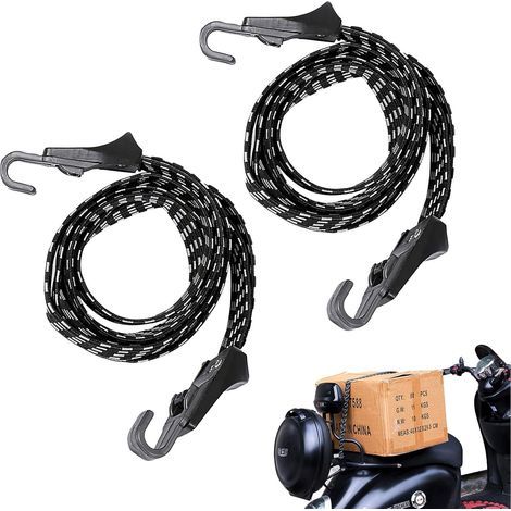 Fahrrad-Ratschengurt, elastisch für Gepäckträger, 2 Stück 3-in-1 multifunktionales Befestigungsgummiband mit Haken (68 cm) - Fei Yu (1/5)