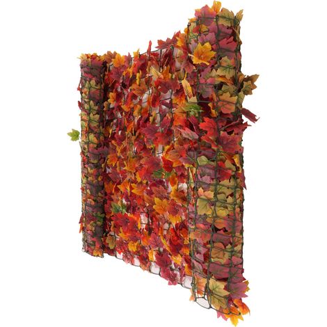 [NUNCA USADO] Biombo para balcón N77, biombo cortaviento para balcón terraza valla, 500x150cm arce rojo-amarillo (1/5)