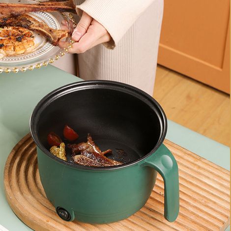 Cacerola eléctrica de 1,5 litros (600 W) con protección contra el calor, tapa transparente y cesta para cocinar al vapor, ideal para el hogar, residencias de estudiantes, camping y oficina. Enchufe eu (1/5)