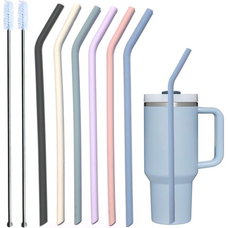 Ersatz-Silikonstrohhalm für 1,2-Liter-Trinkflaschen (40 oz) – Zubehör für 35,5 cm lange, wiederverwendbare, flexible Isolier-Trinkflaschen/Becher, Pastellfarbe