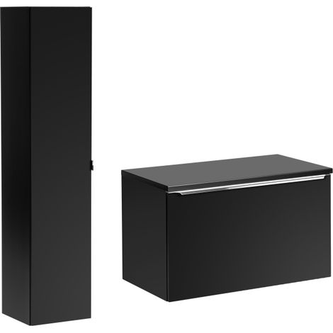 Ensemble meuble sous vasque + colonne + 1 élément - 80 cm - Rosario Black - Livraison gratuite